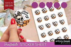 Skull Pumpkin Halloween Round Sticker Spooky Season Sticker Product Image 1