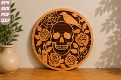 Skull Roses and Raven Halloween Laser Cut SVG Product Image 1