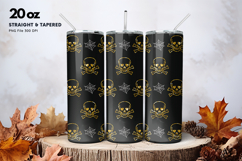 20oz Halloween Tumbler Ghost Skull Flower Sublimation Product Image 1