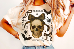 Halloween Skeleton PNG, Halloween Spooky PNG, Coquette Bow Product Image 2