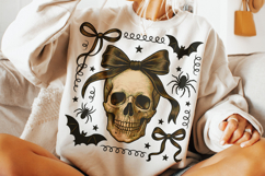 Halloween Skeleton PNG, Halloween Spooky PNG, Coquette Bow Product Image 3