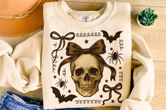 Halloween Skeleton PNG, Halloween Spooky PNG, Coquette Bow Product Image 4