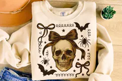 Halloween Skeleton PNG, Halloween Spooky PNG, Coquette Bow Product Image 4