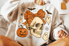 Halloween Skeleton PNG, Halloween Spooky PNG, Coquette Bow Product Image 3