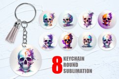 Skull spooky splash watercolor Keychain | Keyring Product Image 1