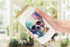 Skull Spooky Splash Watercolor Glass Can Wraps Product Image 2