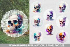 Skull spooky splash watercolor Wind Spinner | Sublimation Product Image 1