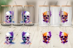 Skull Spooky Splash Watercolor Glass Can Wraps Product Image 4