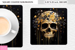 3d Floral Skull|Flower Square Coaster Sublimation Product Image 1
