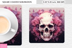 3d Floral Skull|Flower Square Coaster Sublimation Product Image 1