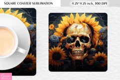 3d Floral Skull|Flower Square Coaster Sublimation Product Image 1