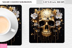 3d Floral Skull|Flower Square Coaster Sublimation Product Image 1