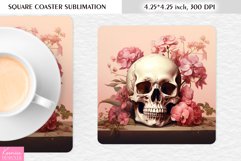 3d Floral Skull|Flower Square Coaster Sublimation Product Image 1