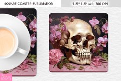 3d Floral Skull|Flower Square Coaster Sublimation Product Image 1