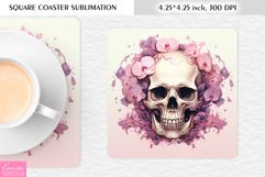 3d Floral Skull|Flower Square Coaster Sublimation Product Image 1