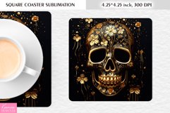 3d Floral Skull|Flower Square Coaster Sublimation Product Image 1