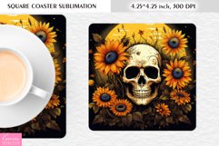 3d Floral Skull|Flower Square Coaster Sublimation Product Image 1