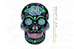Halloween clipart Faux Applique Sugar Skull sublimation png Product Image 2