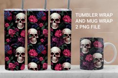 Day of the Dead Shuga skull tumbler and mug, skull flower Product Image 1