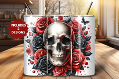 Skull 20 oz Tumbler Wrap PNG, Gothic Sublimation Design Product Image 1