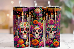Day Of The Dead Tumbler Wrap, Sugar Skull Tumbler, Latina Product Image 1