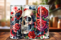 Skull 20 oz Tumbler Wrap PNG, Gothic Sublimation Design Product Image 2