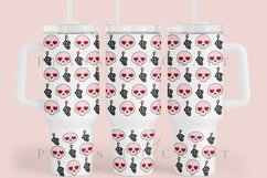 skull valentine 40oz quencher tumbler sublimation full wrap high resolution transparant background