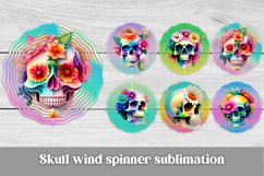 Skull wind spinner sublimation design, skull flower sublimation design, wind spinner template, day of the dead sugar skulls.