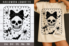 Skull with bow clipart Vintage Halloween Coquette svg