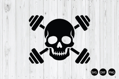Skull with Crossed Dumbbell SVG, Gym SVG Product Image 1