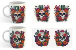 Skull With Floral Mug sublimation design Product Image 4