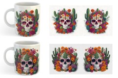 Skull With Floral Mug sublimation design Product Image 6