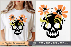 Skull with Flower SVG | Halloween PNG | Skull Clipart Product Image 1