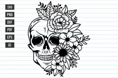 Skull Svg, Flower Skull Svg, Flower Svg, Skull with Florals. Product Image 1
