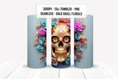 3D Skull Floral Tumbler Wraps, Seamless Skull Tumbler PNGs Product Image 11