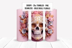 3D Skull Floral Tumbler Wraps, Seamless Skull Tumbler PNGs Product Image 10