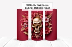 3D Skull Floral Tumbler Wraps, Seamless Skull Tumbler PNGs Product Image 9