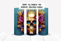 3D Skull Floral Tumbler Wraps, Seamless Skull Tumbler PNGs Product Image 8