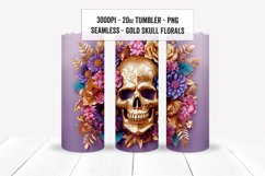 3D Skull Floral Tumbler Wraps, Seamless Skull Tumbler PNGs Product Image 7