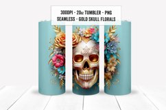 3D Skull Floral Tumbler Wraps, Seamless Skull Tumbler PNGs Product Image 6