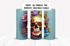 3D Skull Floral Tumbler Wraps, Seamless Skull Tumbler PNGs Product Image 5