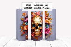 3D Skull Floral Tumbler Wraps, Seamless Skull Tumbler PNGs Product Image 3