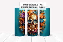 3D Skull Floral Tumbler Wraps, Seamless Skull Tumbler PNGs Product Image 15