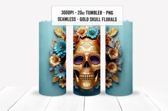 3D Skull Floral Tumbler Wraps, Seamless Skull Tumbler PNGs Product Image 13