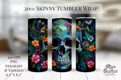 Skull Tumbler Wrap Tumbler Wrap - 20 oz Floral Skull Wrap Product Image 1