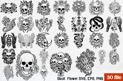 Gothic Skull SVG Bundle Snakes, Flowers &amp; Chains Product Image 1