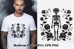 Floral skeleton SVG design | Halloween flower skull SVG Product Image 1