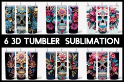 3D Skulls with Flowers Tumbler Sublimation |3D Halloween Product Image 1