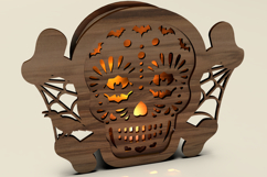 Cut Skull Lantern &amp; Night Light SVG - Halloween Decor Product Image 1