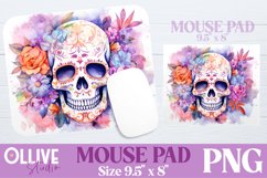 Skull Floral Watercolor Mouse Pad Sublimation PNG Product Image 1